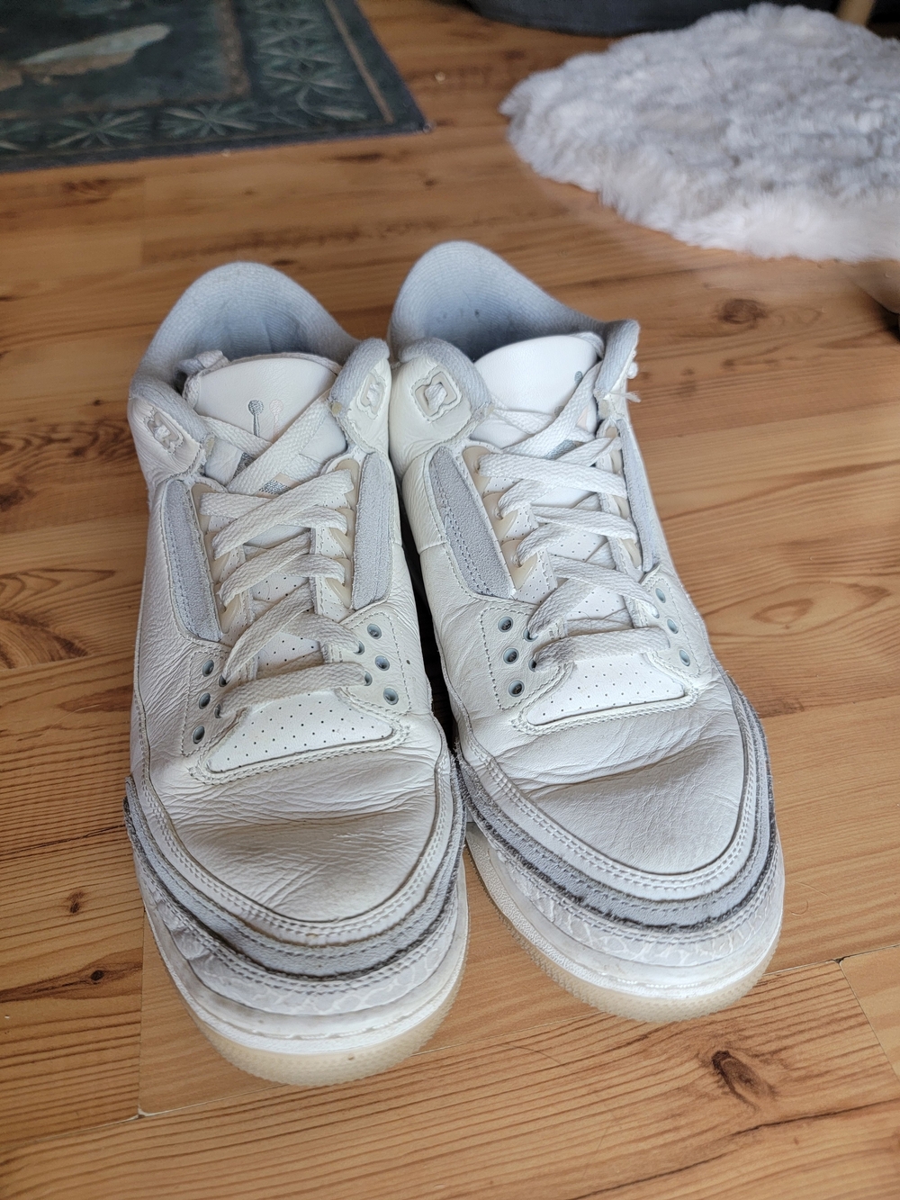 Jordan White and Light Gray Low-Top Sneakers - Picture 2 of 7